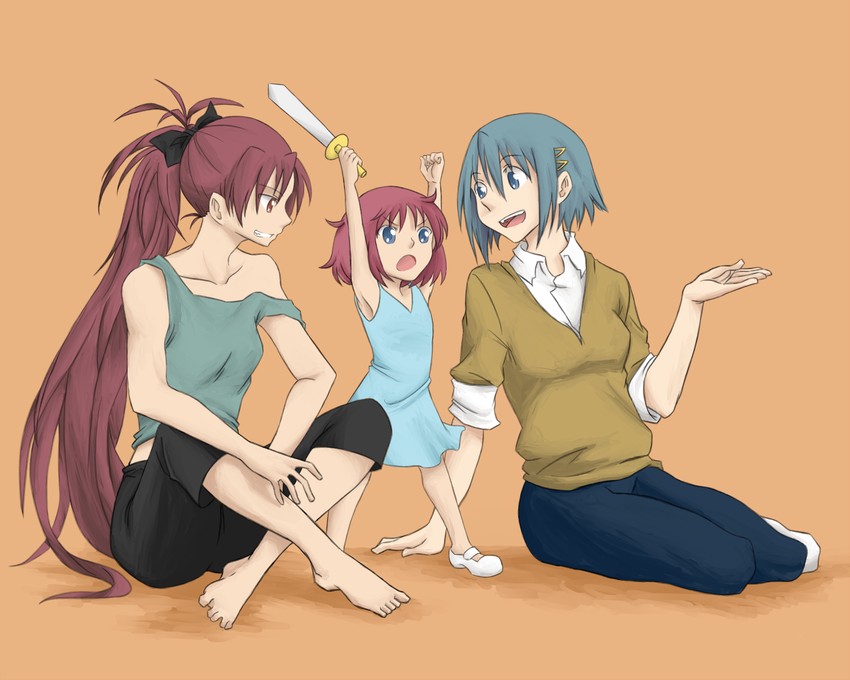 miki sayaka and sakura kyoko (mahou shoujo madoka magica) drawn by dlanon