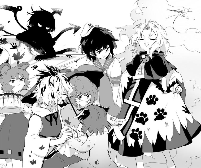 tatara kogasa, nazrin, houjuu nue, toramaru shou, murasa minamitsu, and 3 more (touhou) drawn by shikushiku_(amamori_weekly)