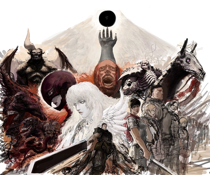 guts, griffith, casca, femto, zodd, and 6 more (berserk) drawn by tyawantyawan356