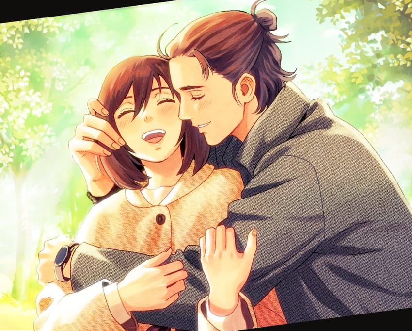 mikasa ackerman and eren yeager (shingeki no kyojin) drawn by 1216liddell