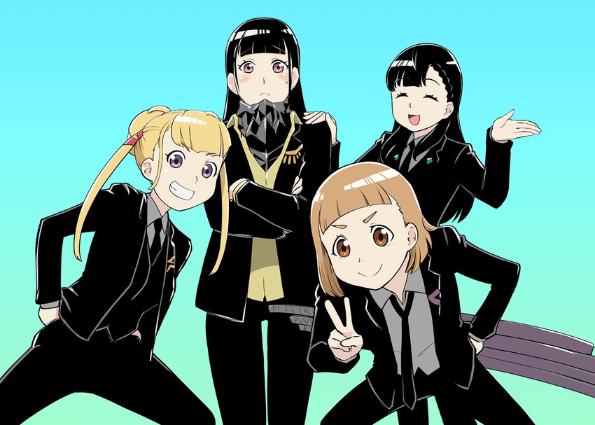 miyake hinata, kobuchizawa shirase, tamaki mari, shiraishi yuzuki, samurai calibur, and 3 more (gridman universe and 2 more) drawn by ueyama_michirou