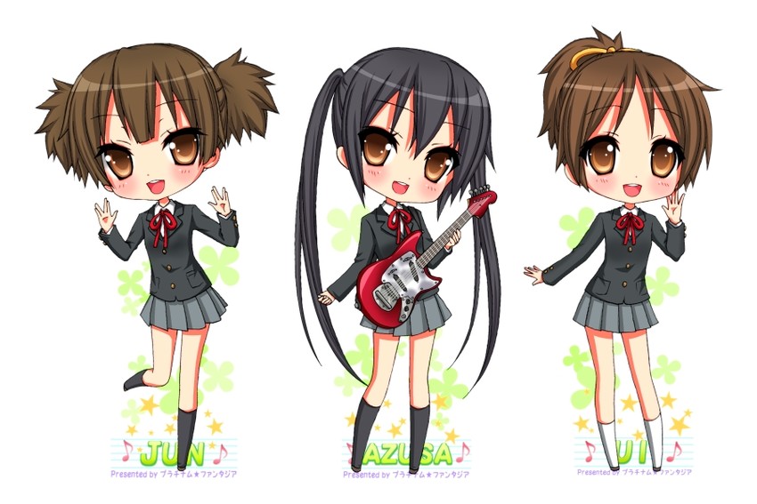 nakano azusa, hirasawa ui, and suzuki jun (k-on!) drawn by platinum_fantasia