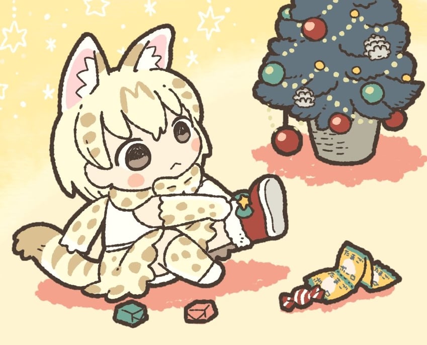 white serval (kemono friends and 1 more) drawn by kuro_shiro_(kuro96siro46)