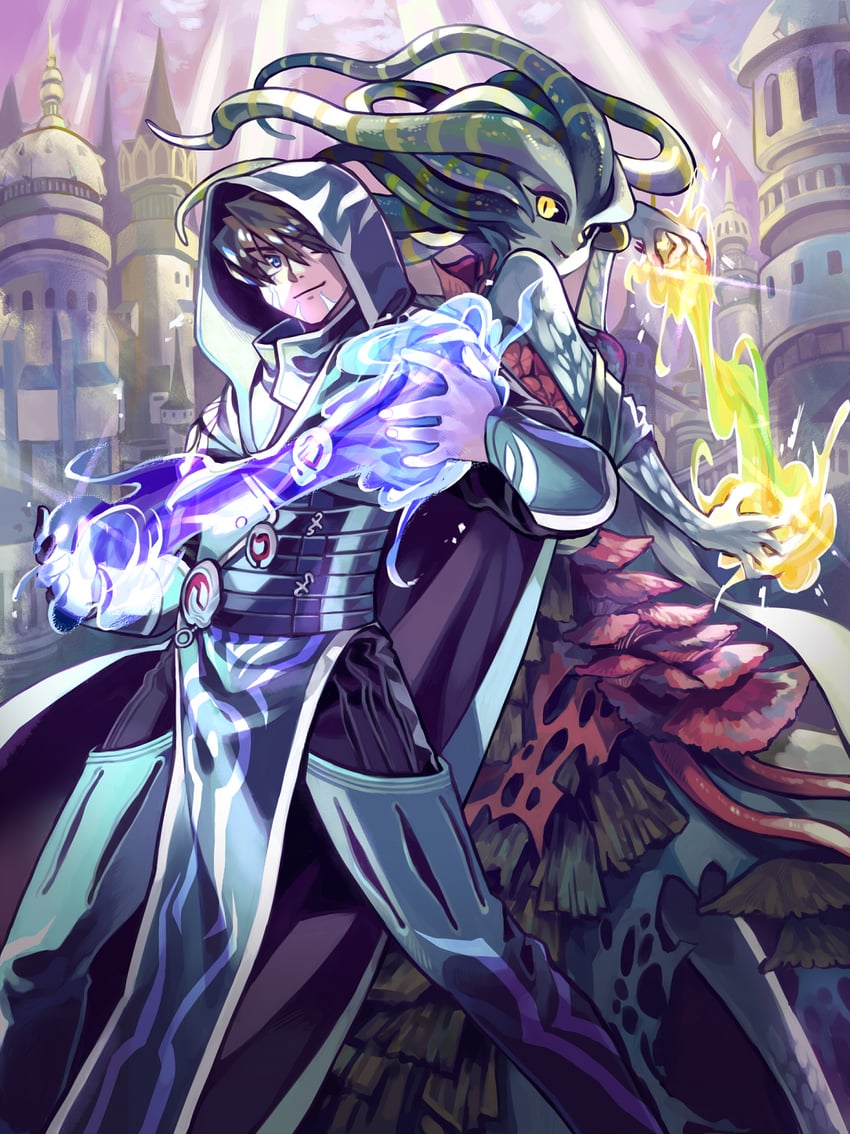 jace beleren and vraska (magic: the gathering) drawn by fal0811