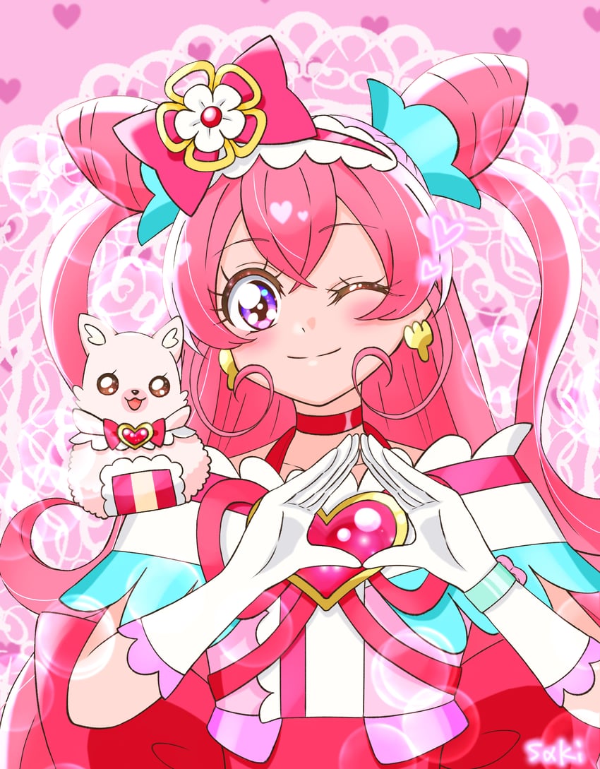 nagomi yui, cure precious, and kome-kome (precure and 1 more) drawn by saki_(pixiv90771732)