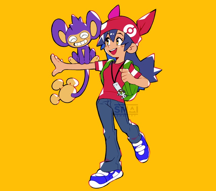 aipom and lisa (pokemon and 1 more) drawn by sami_briggs