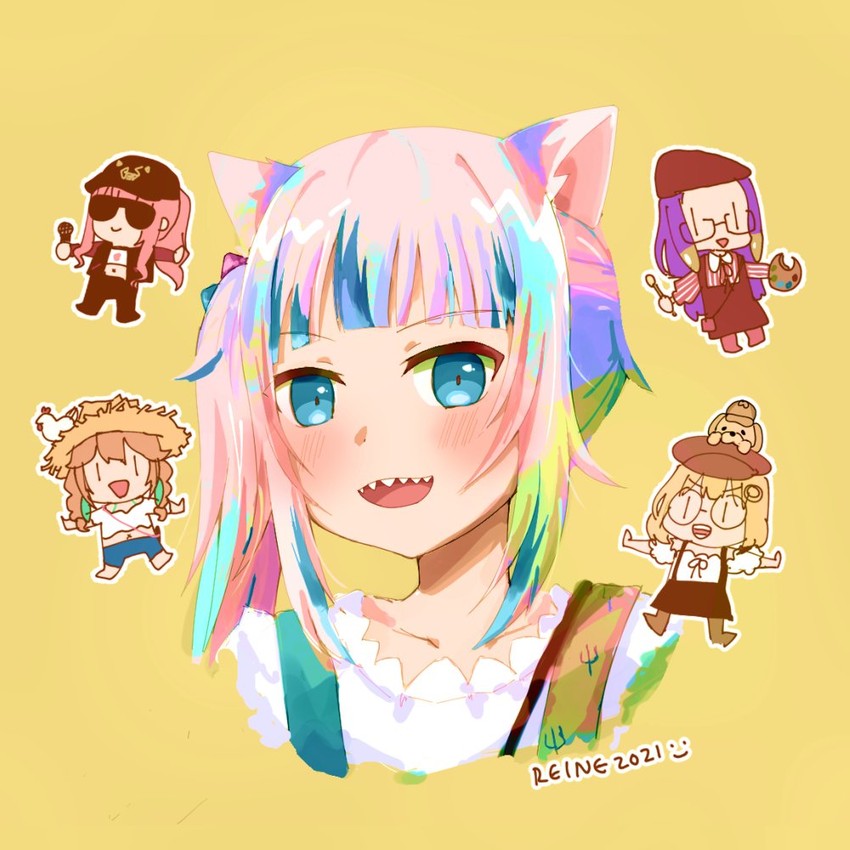 gawr gura, mori calliope, ninomae ina'nis, takanashi kiara, and watson amelia (hololive and 1 more) drawn by pavolia_reine_(artist)