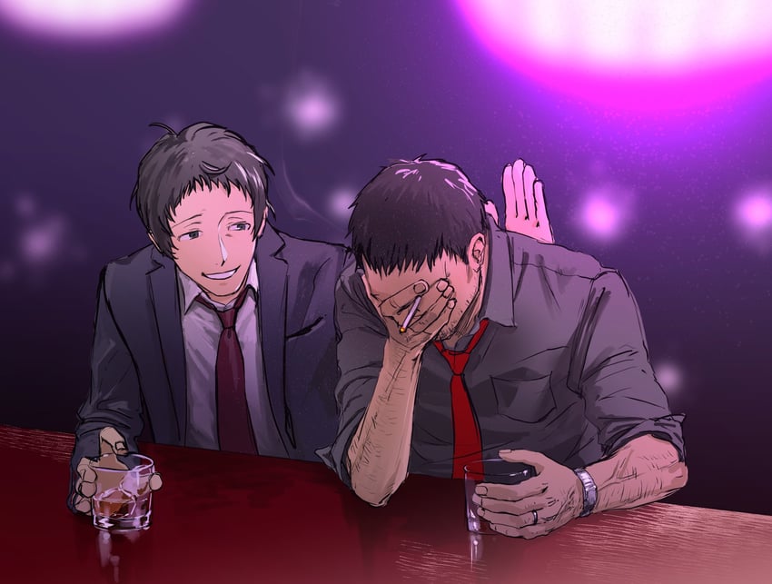 adachi tooru and doujima ryoutarou (persona and 1 more) drawn by morrisuit