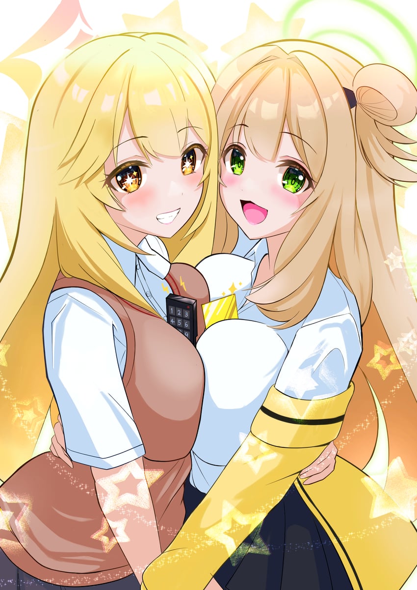 nonomi and shokuhou misaki (blue archive and 2 more) drawn by rikki