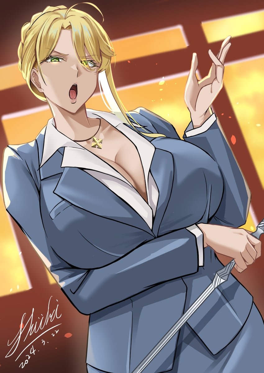 artoria pendragon (fate and 1 more) drawn by shiki_(love-saber)