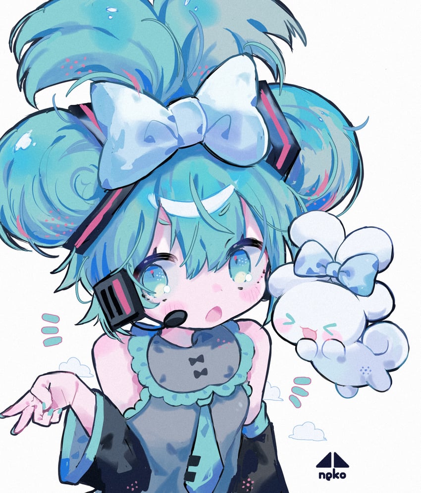hatsune miku, cinnamoroll, and cinnamiku (vocaloid and 2 more) drawn by cotono_(nazekun)