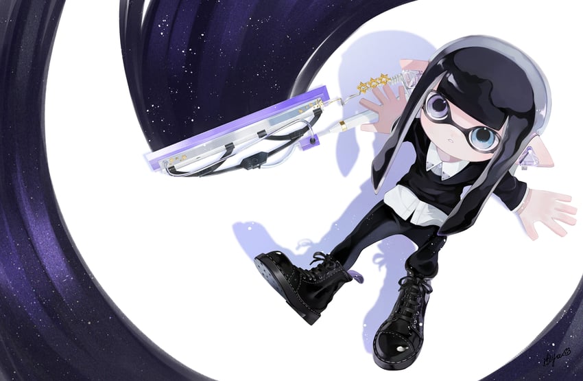 inkling player character and inkling girl (splatoon and 1 more) drawn by itiya1412