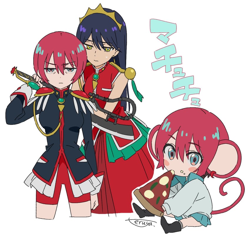 amate yuzuriha, tenjou utena, nyaan, himemiya anthy, and chu chu (gundam and 2 more) drawn by teruya_(6w6y)
