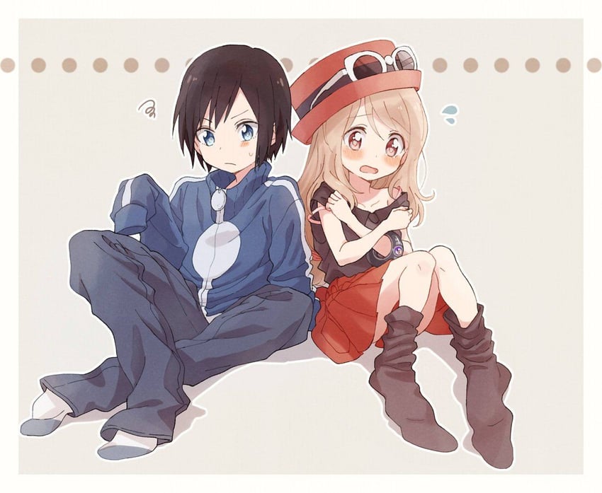 serena and calem (pokemon and 1 more) drawn by yairo_(sik_s4)
