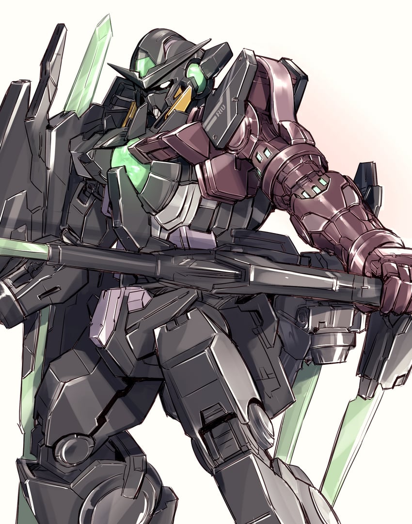 gundam exia and gundam exia repair iv (gundam and 1 more) drawn by nanao_parakeet