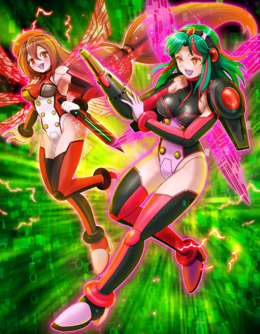 iris and teal (mega man and 1 more) drawn by kiwakiwa