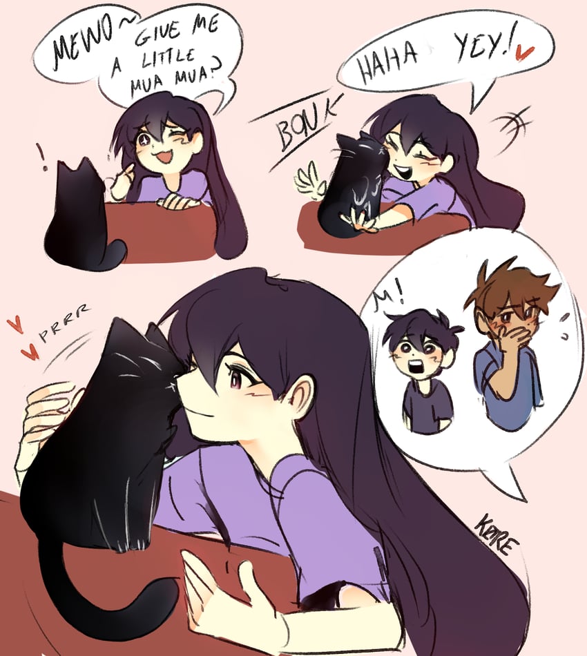 sunny, mari, hero, and mewo (omori) drawn by k0re_drawings