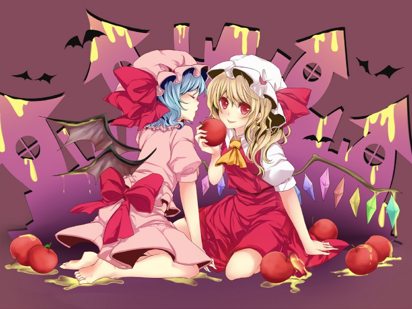 remilia scarlet and flandre scarlet (touhou) drawn by rimu_(kingyo_origin)