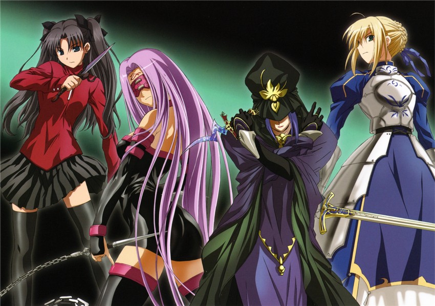 artoria pendragon, saber, tohsaka rin, medusa, and medea (fate and 1 more) drawn by nishida_asako