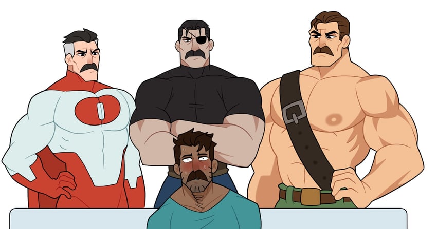 steve, omni-man, mike haggar, and king bradley (fullmetal alchemist and 3 more) drawn by revealyoursins