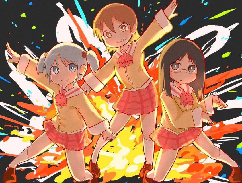 naganohara mio, aioi yuuko, and minakami mai (nichijou) drawn by uyu2106z