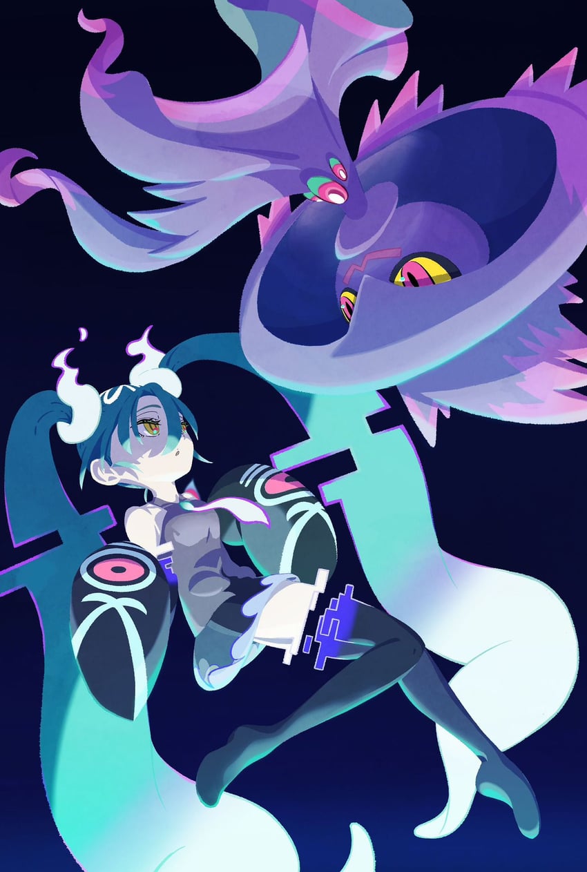 hatsune miku, mismagius, and ghost miku (pokemon and 2 more) drawn by keeno-ringo46