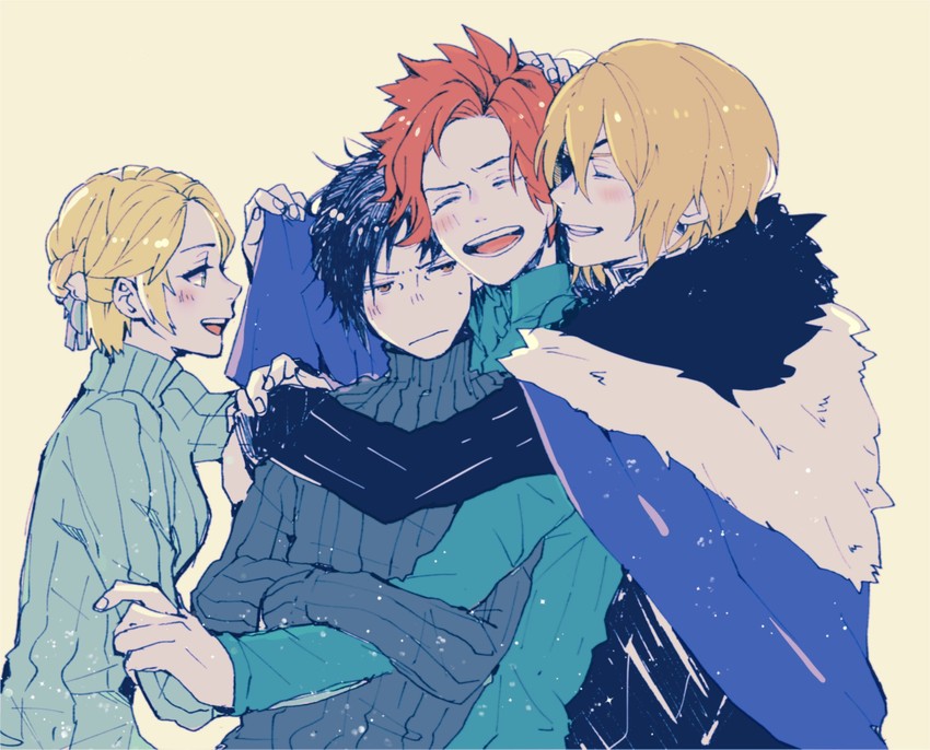 dimitri alexandre blaiddyd, ingrid brandl galatea, sylvain jose gautier, and felix hugo fraldarius (fire emblem and 1 more) drawn by ashinamaturi