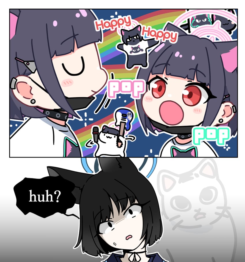 kikyou, kazusa, and nyan cat (blue archive and 1 more) drawn by acomu414