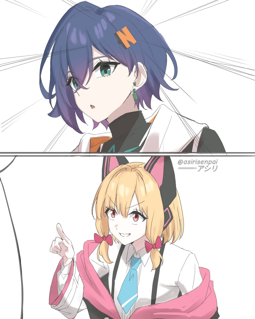 momoi and belle (blue archive and 1 more) drawn by asiri_senpai