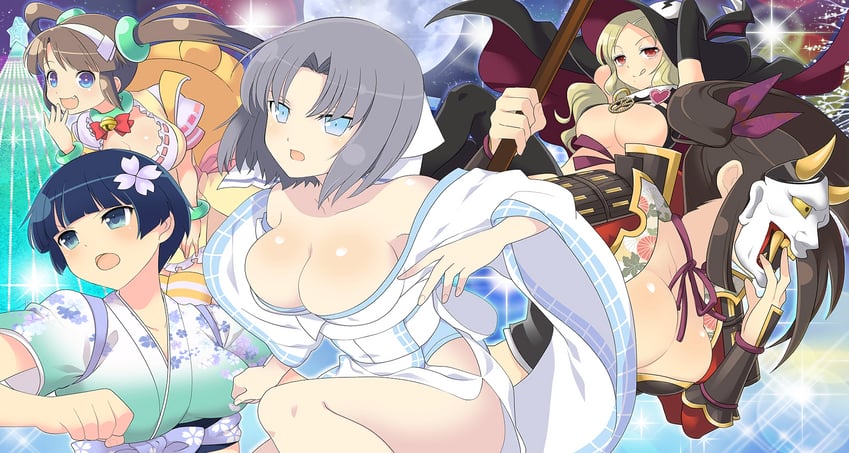 yumi, yozakura, shiki, minori, and murakumo (senran kagura and 1 more) drawn by yaegashi_nan