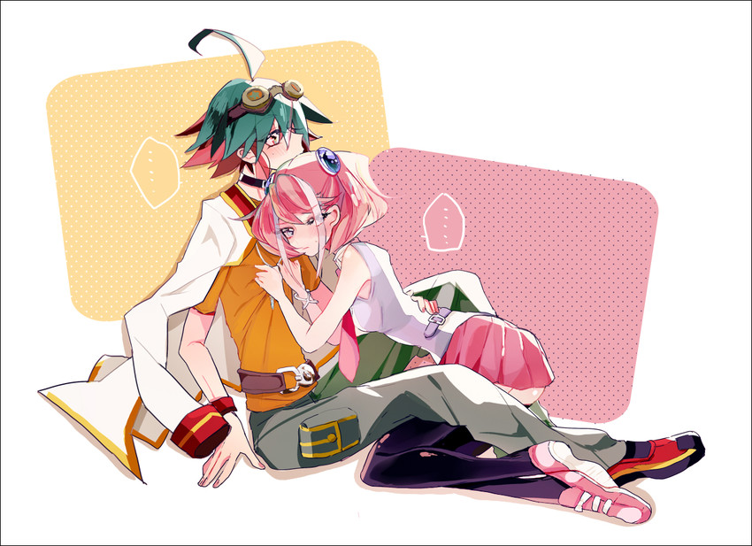 hiiragi yuzu and sakaki yuya (yu-gi-oh! and 1 more) drawn by kuchibashi