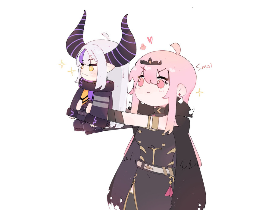 mori calliope and la+ darknesss (hololive and 1 more) drawn by mojiiii222