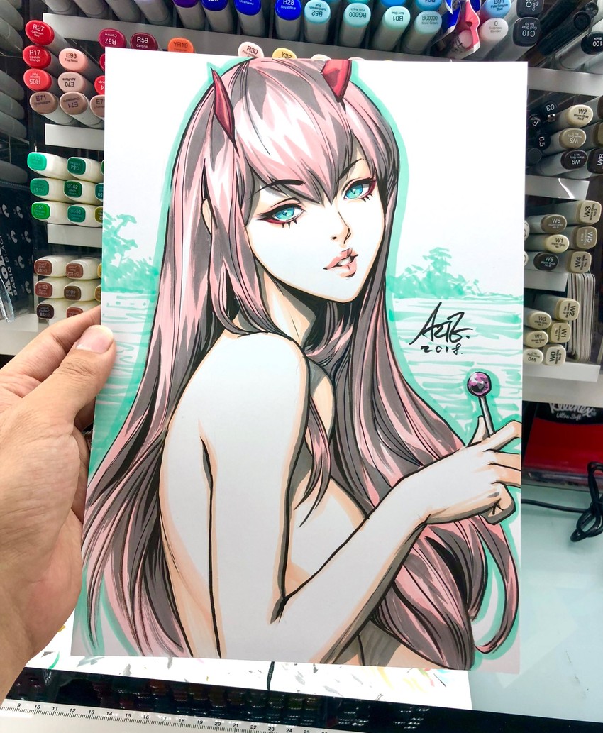 zero two (darling in the franxx) drawn by stanley_lau