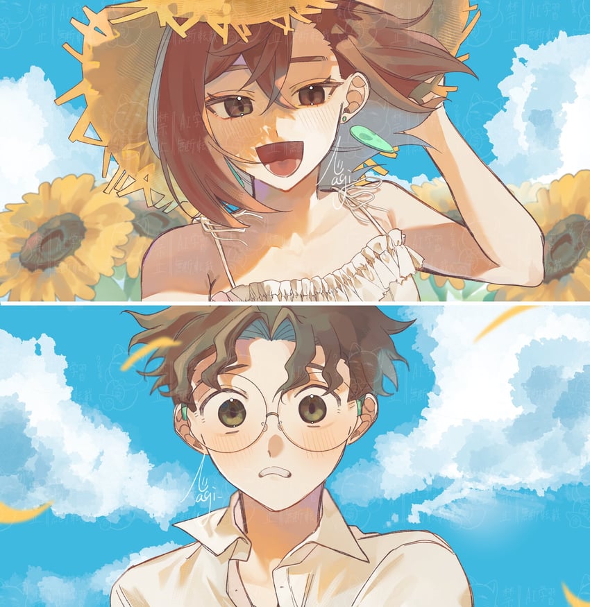 ayase momo and takakura ken (dandadan) drawn by n_nagi3