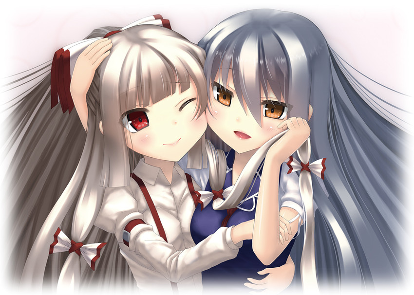 fujiwara no mokou and kamishirasawa keine (touhou) drawn by kazamatsuri_kui