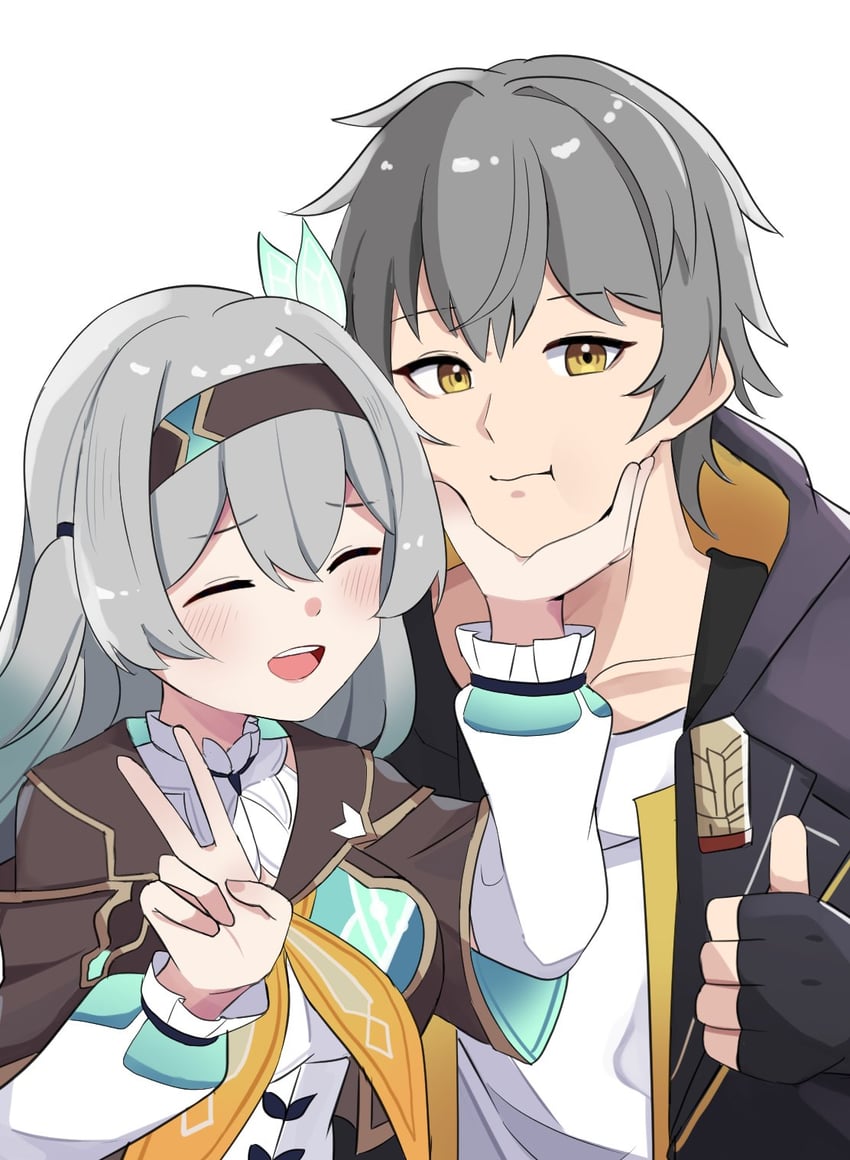 trailblazer, firefly, and caelus (honkai and 1 more) drawn by erushira