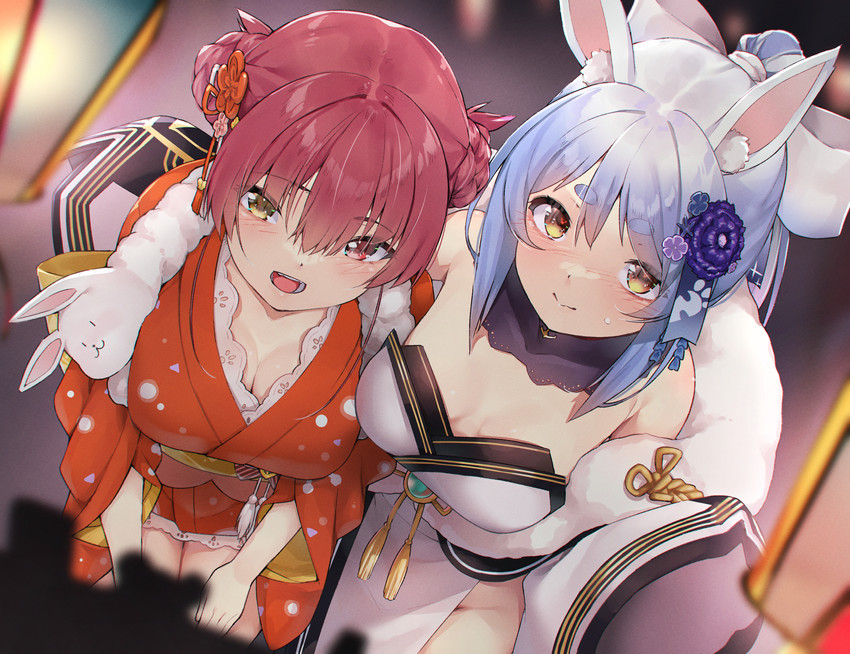 houshou marine, usada pekora, and don-chan (hololive) drawn by koubou_(cowbow_kun)