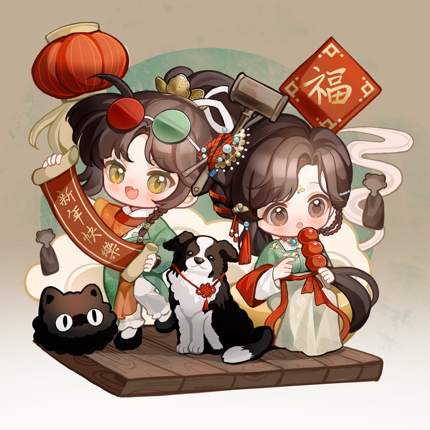 jiu niangzi, an-an lee, carbuncle, and pickles (reverse:1999) drawn by miguo_jiazi