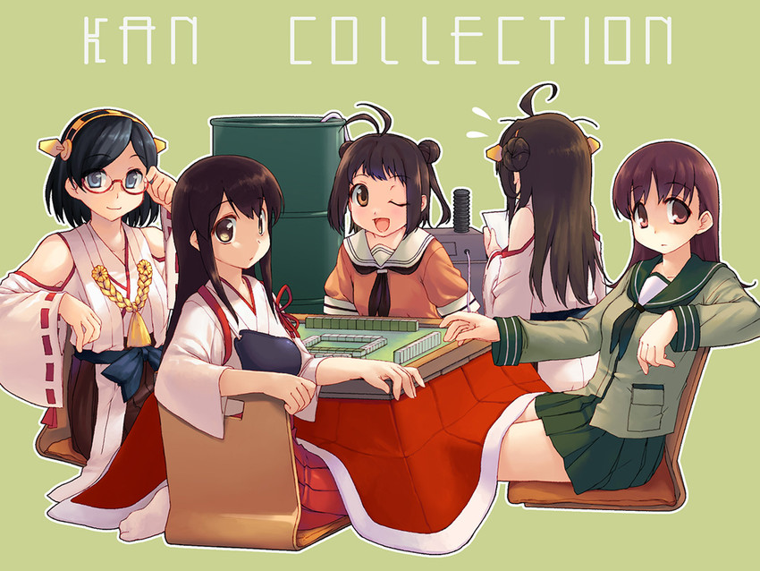 kongou, akagi, ooi, kirishima, and naka (kantai collection and 2 more) drawn by temurei_(vovovov)