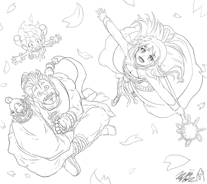 male priest, female priest, shaman, and exorcist (dungeon and fighter) drawn by riffle_hunter