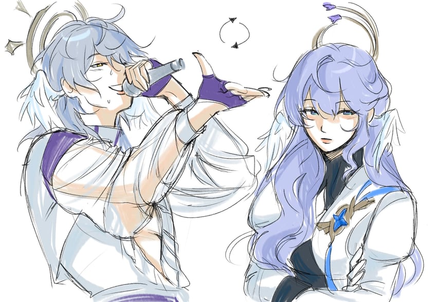 robin and sunday (honkai and 1 more) drawn by moriveea
