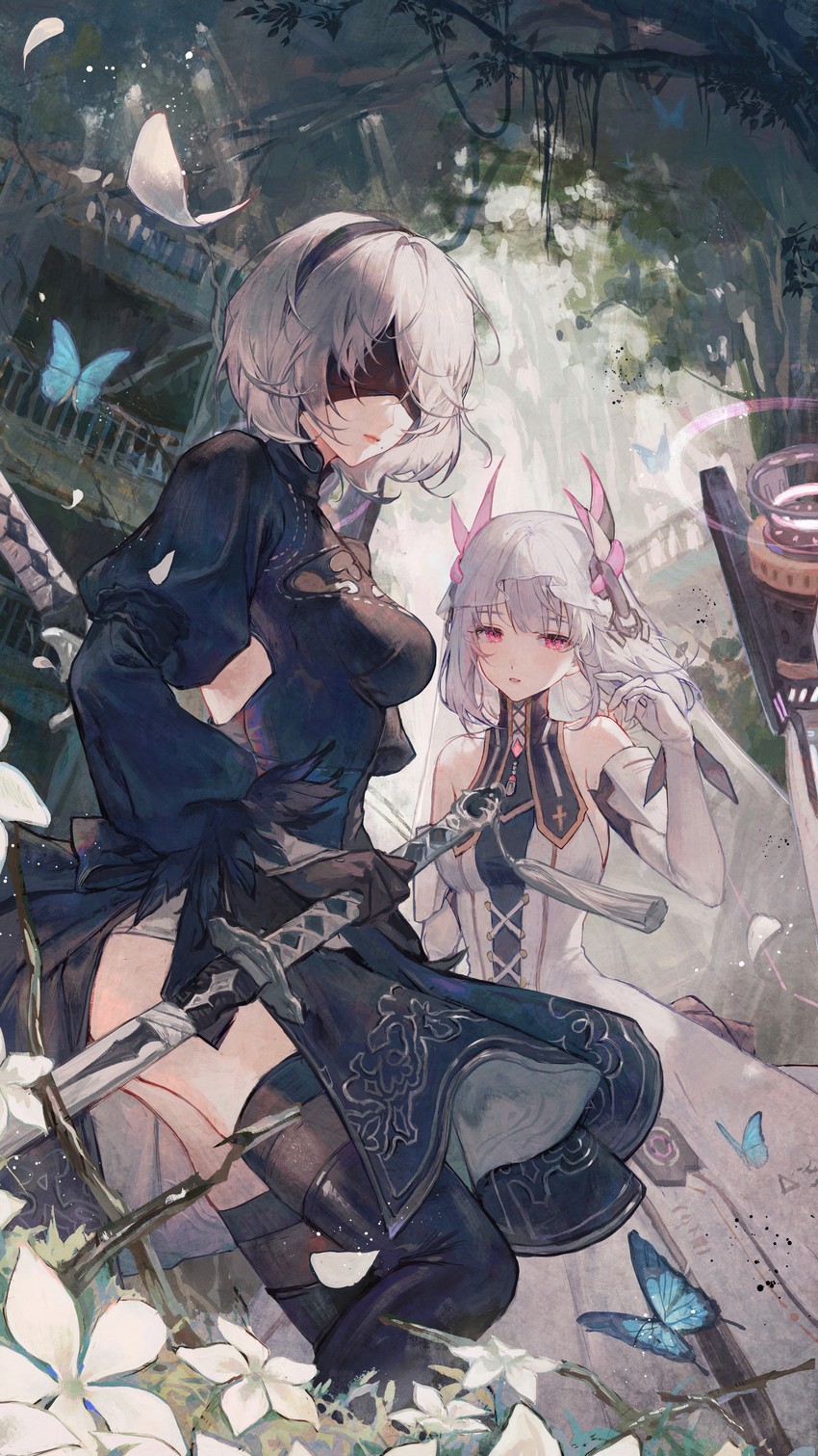 2b, liv, and liv: luminance (nier and 2 more) drawn by maccha_(mochancc)