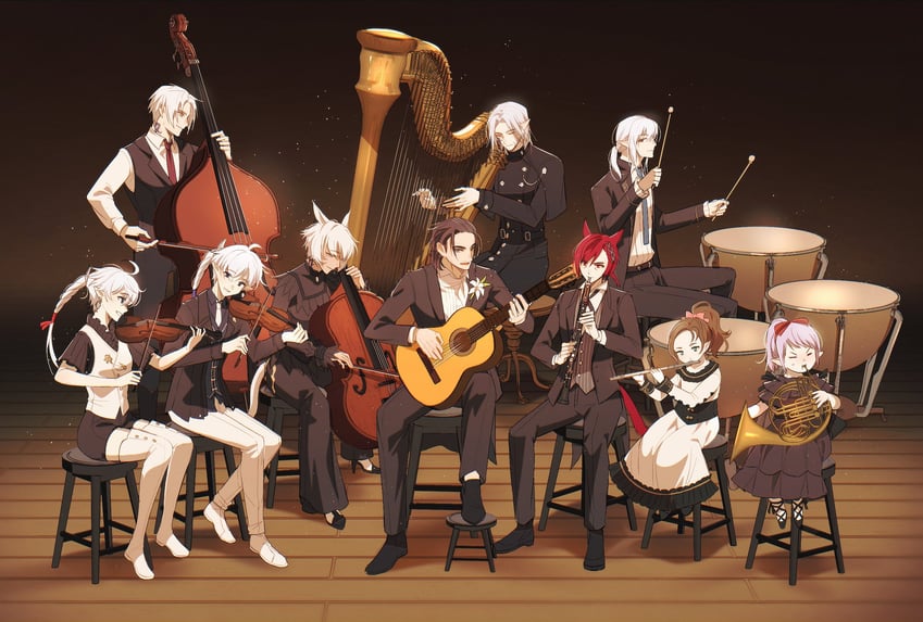 warrior of light, y'shtola rhul, g'raha tia, adventurer, alisaie leveilleur, and 6 more (final fantasy and 1 more) drawn by shrimp_sandwich
