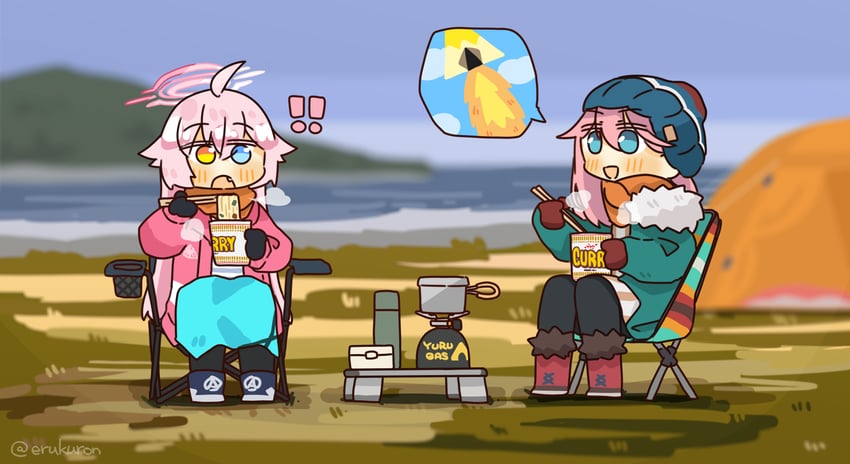 hoshino, kagamihara nadeshiko, and hanamori yumiri (blue archive and 1 more) drawn by lcron