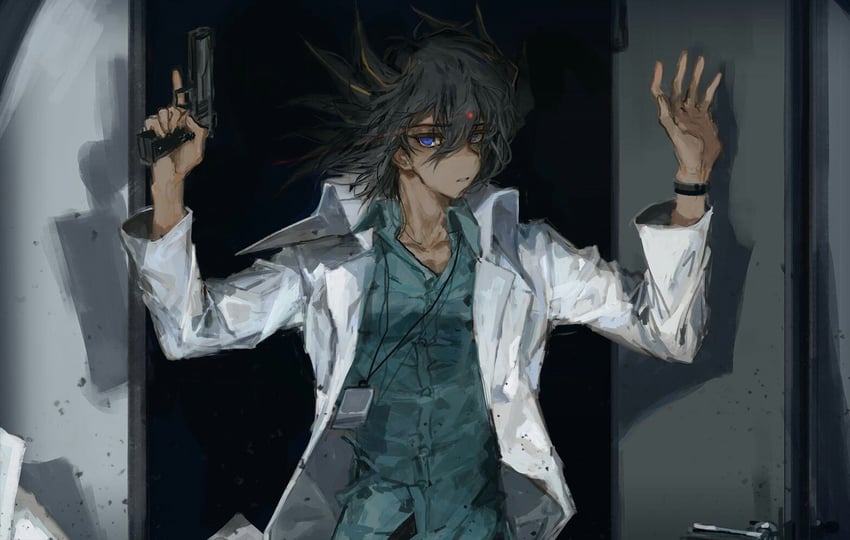 fudo yusei (yu-gi-oh! and 1 more) drawn by momentcorefly