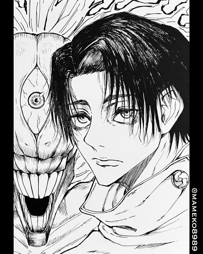 okkotsu yuuta and orimoto rika (jujutsu kaisen) drawn by mameko8989