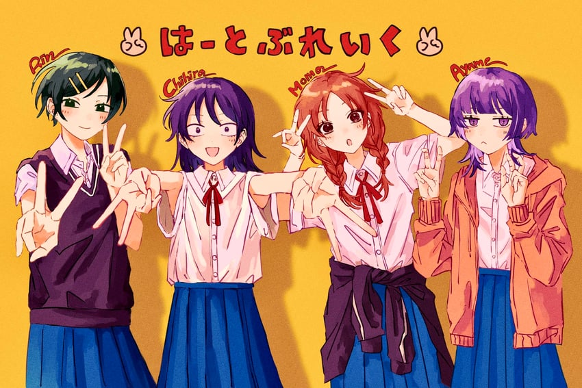 hatono chihiro, kouyama rin, fujii ayame, and uchida momo (futsuu no keion-bu) drawn by momose_nagi