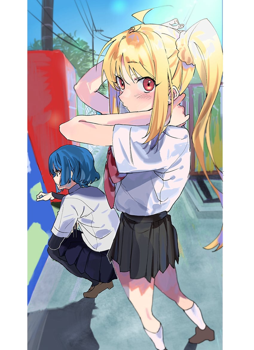 ijichi nijika and yamada ryo (bocchi the rock!) drawn by bakemon_(pp_777_pp)