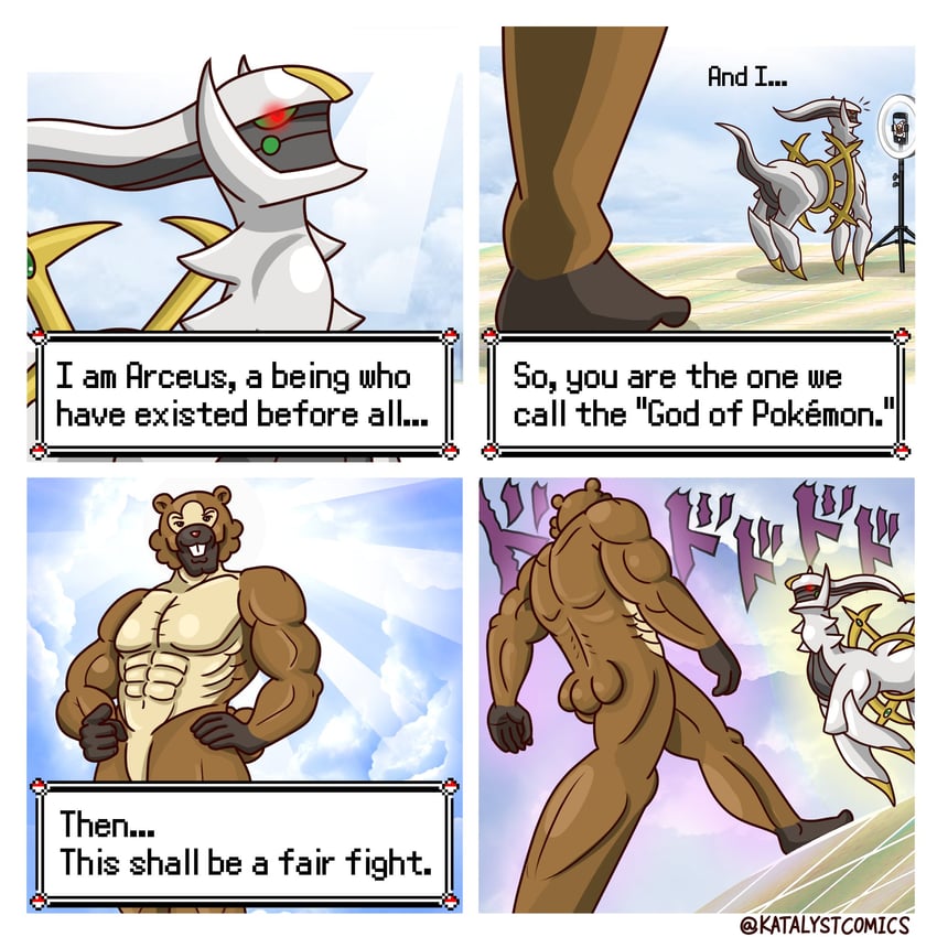 arceus and bidoof (pokemon and 3 more) drawn by one_blue_boi