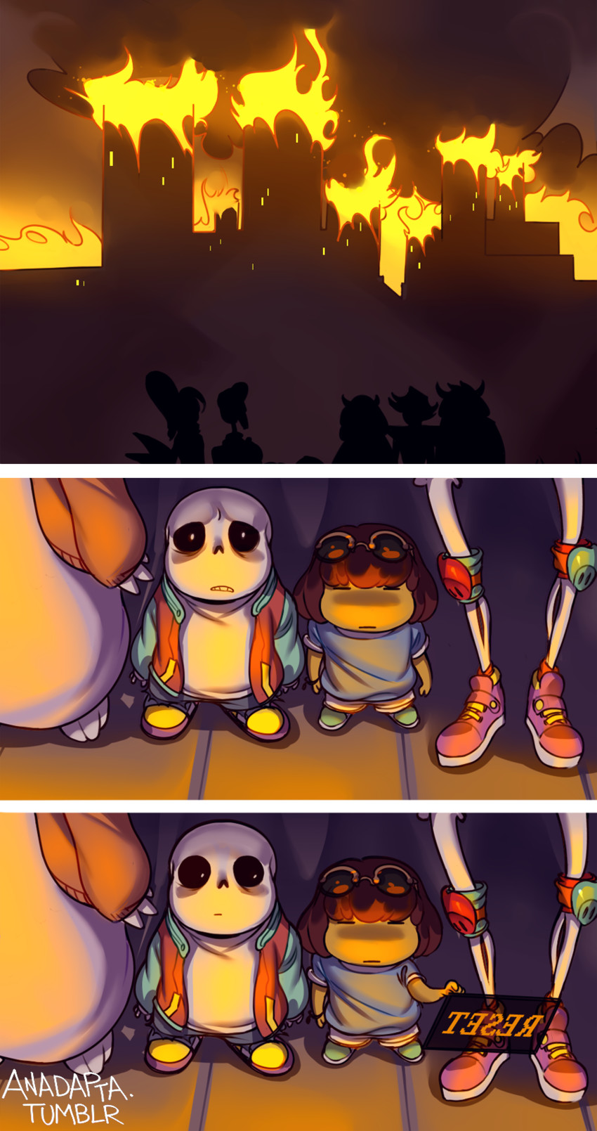 frisk, sans, papyrus, undyne, toriel, and 3 more (undertale) drawn by anadapta